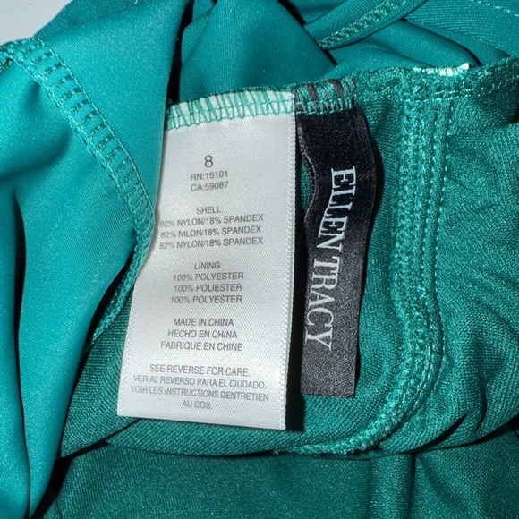 Ellen Tracy Women’s Size 8 Green One-Piece Swimsuit High Neck Keyhole Ruched - Picture 7 of 11